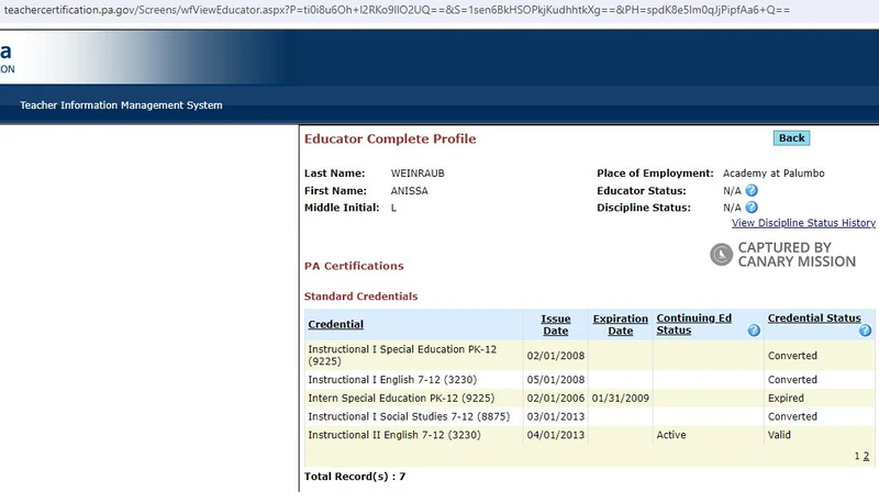 Anissa Weinraub cm30 teachercertification.pa.gov_#44