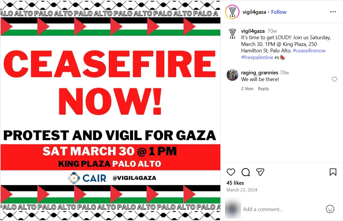 Ceasefire Now Protest and Vigil for Gaza