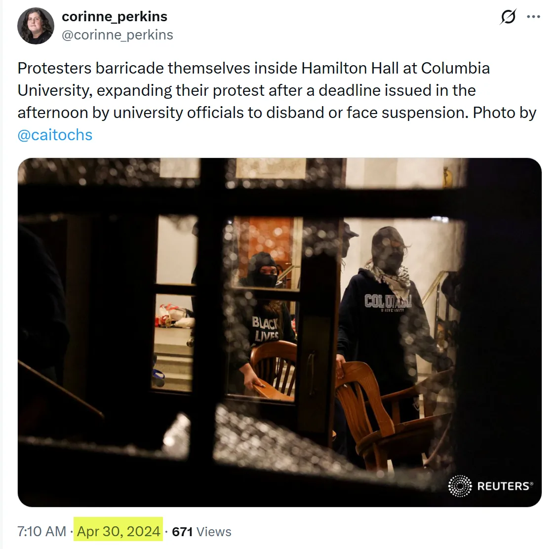 Pro-Hamas Columbia Encampment: 4/30/2024 -- Hamilton Hall