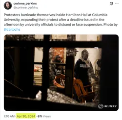 Pro-Hamas Columbia Encampment: 4/30/2024 -- Hamilton Hall