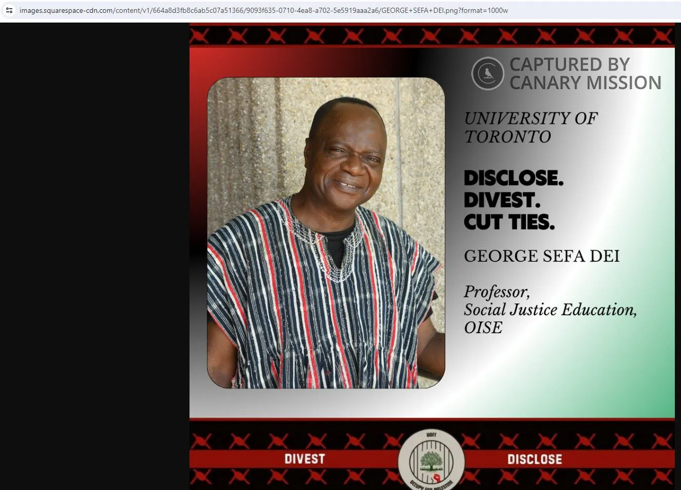 George Sefa_Dei  - uoftdivest.ca - Jul 16, 2024