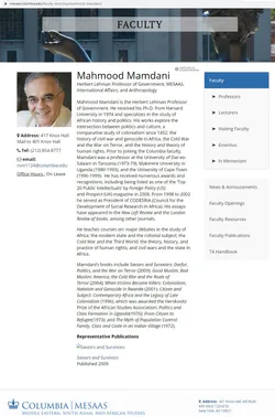 Mahmood Mamdani cm42 mesaas.columbia.edu
