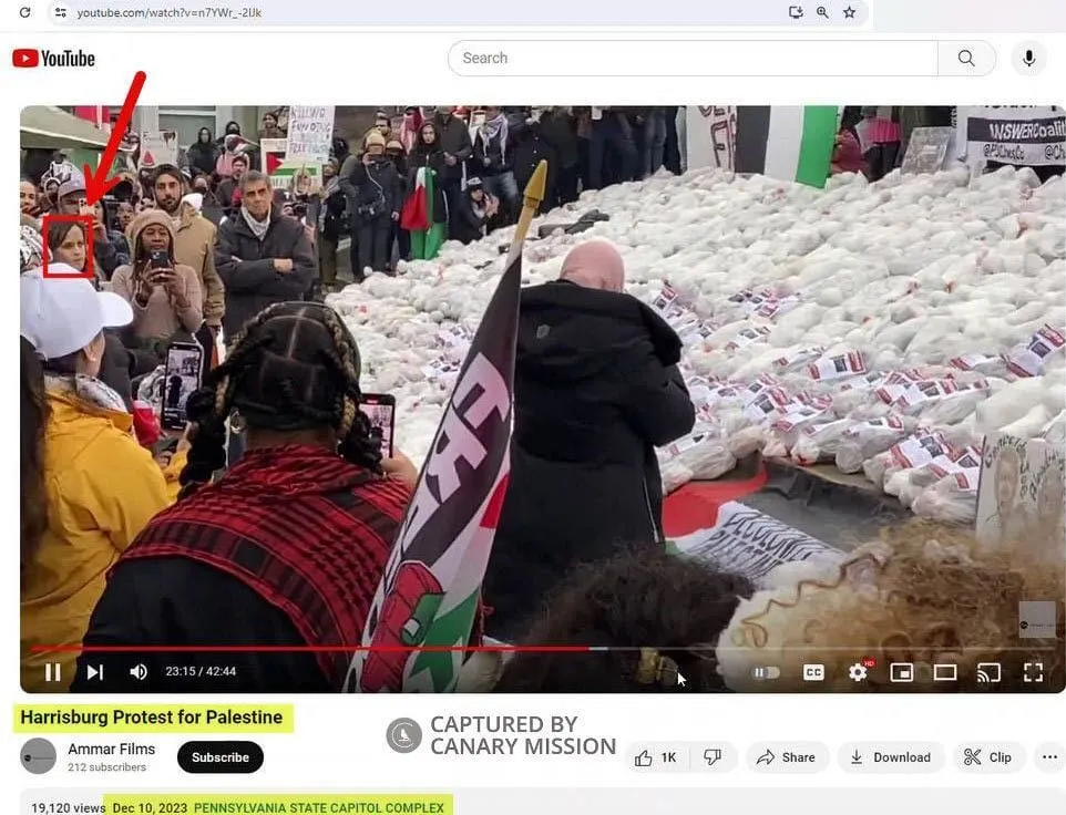 Nadera Rammouni participating in a pro-Hamas rally
