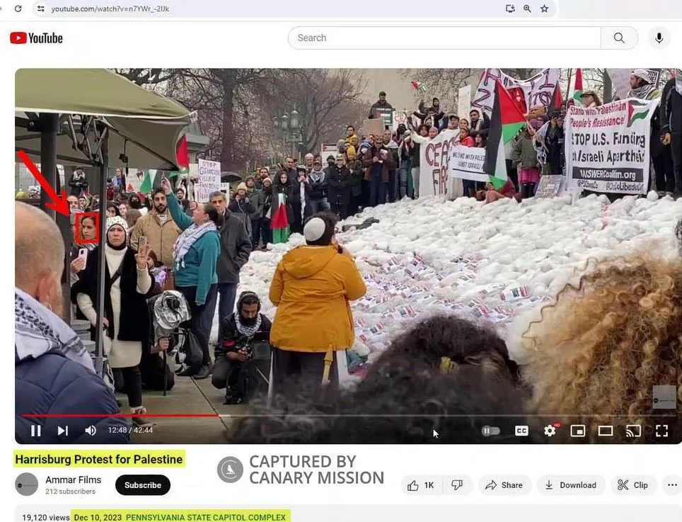 Nadera Rammouni participating in a pro-Hamas rally