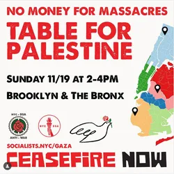 No Money For Massacres Table For Palestine