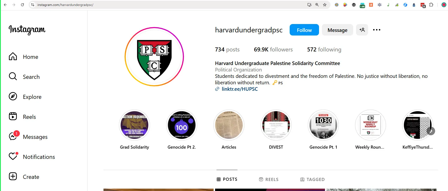 Harvard Undergraduate PSC IG Page