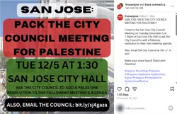 San Jose Pack the City Council Meeting for Palestine