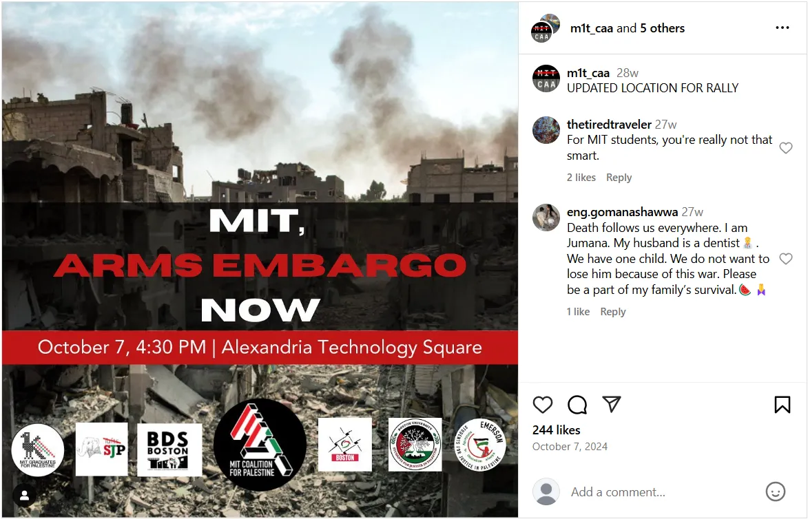 MIT, Arms Embargo Now - 10/7/2024