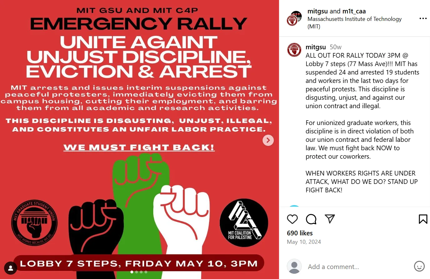 Emergency Rally: Unite Against Unjust Discipline, Eviction & Arrest - 5/10/2024