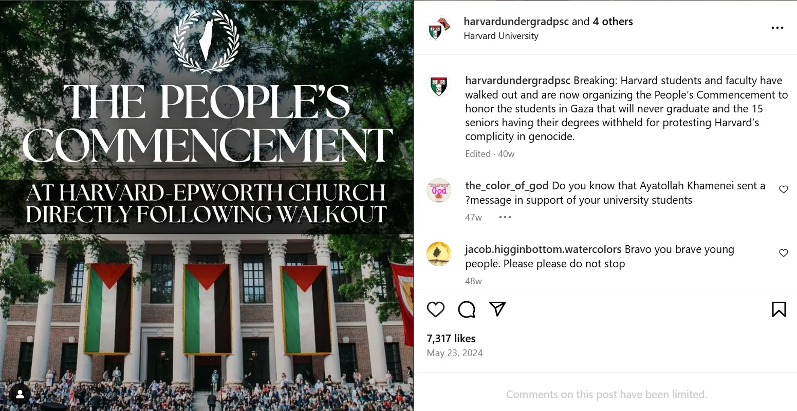 The People's Commencement At Harvard - May 23, 2024