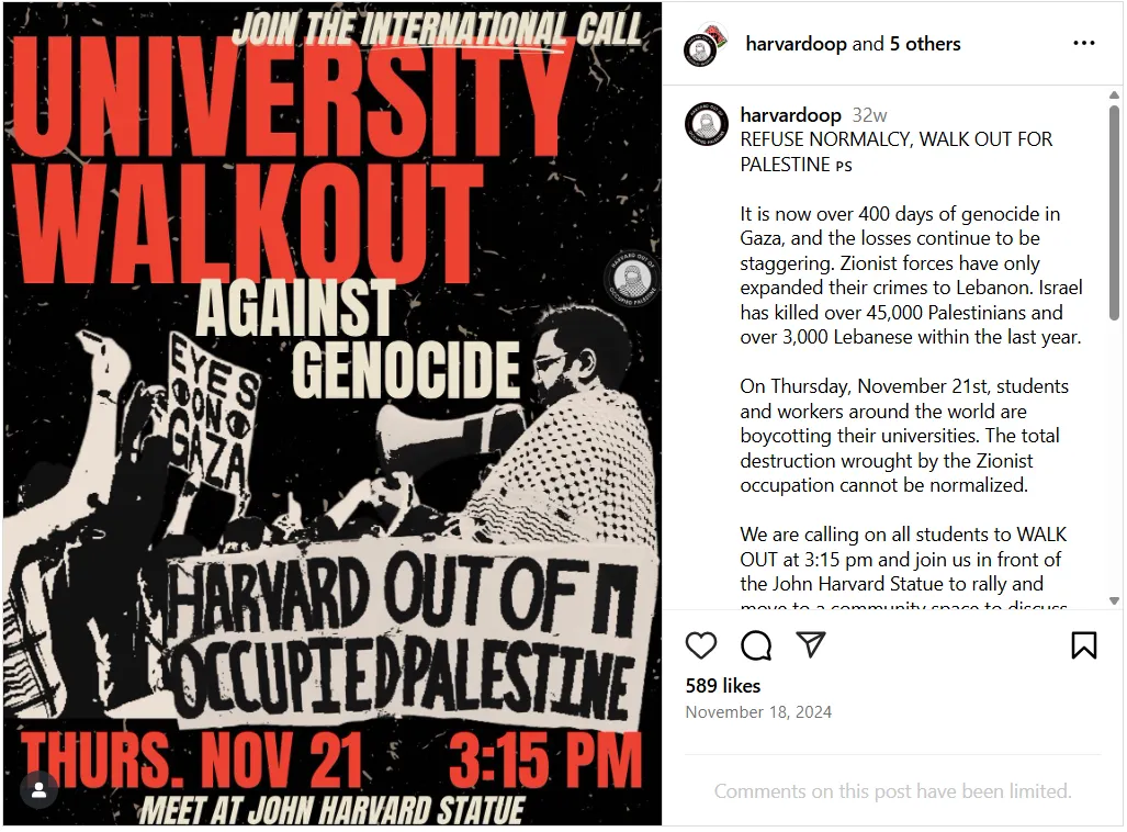 University Walkout Against Genocide - 11/21/2024