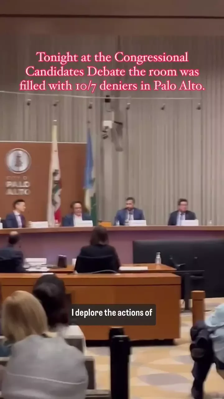 Donna Wallach Participates in Disruption of 16th Congressional Debate City Hall Palo Alto California Instagram_#39