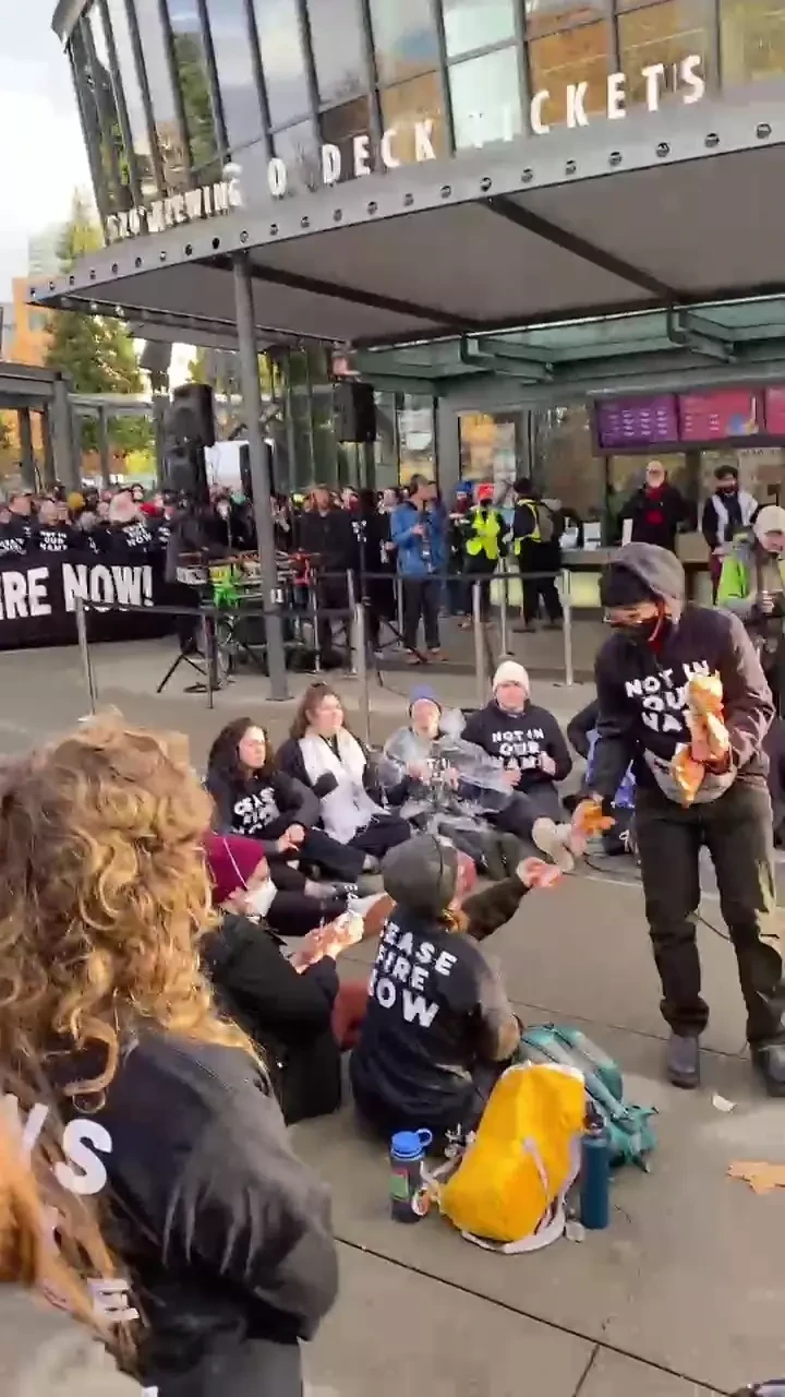 James Parker Speaks at JVP Protest at Space Needle Seattle Washington Twitter_#19