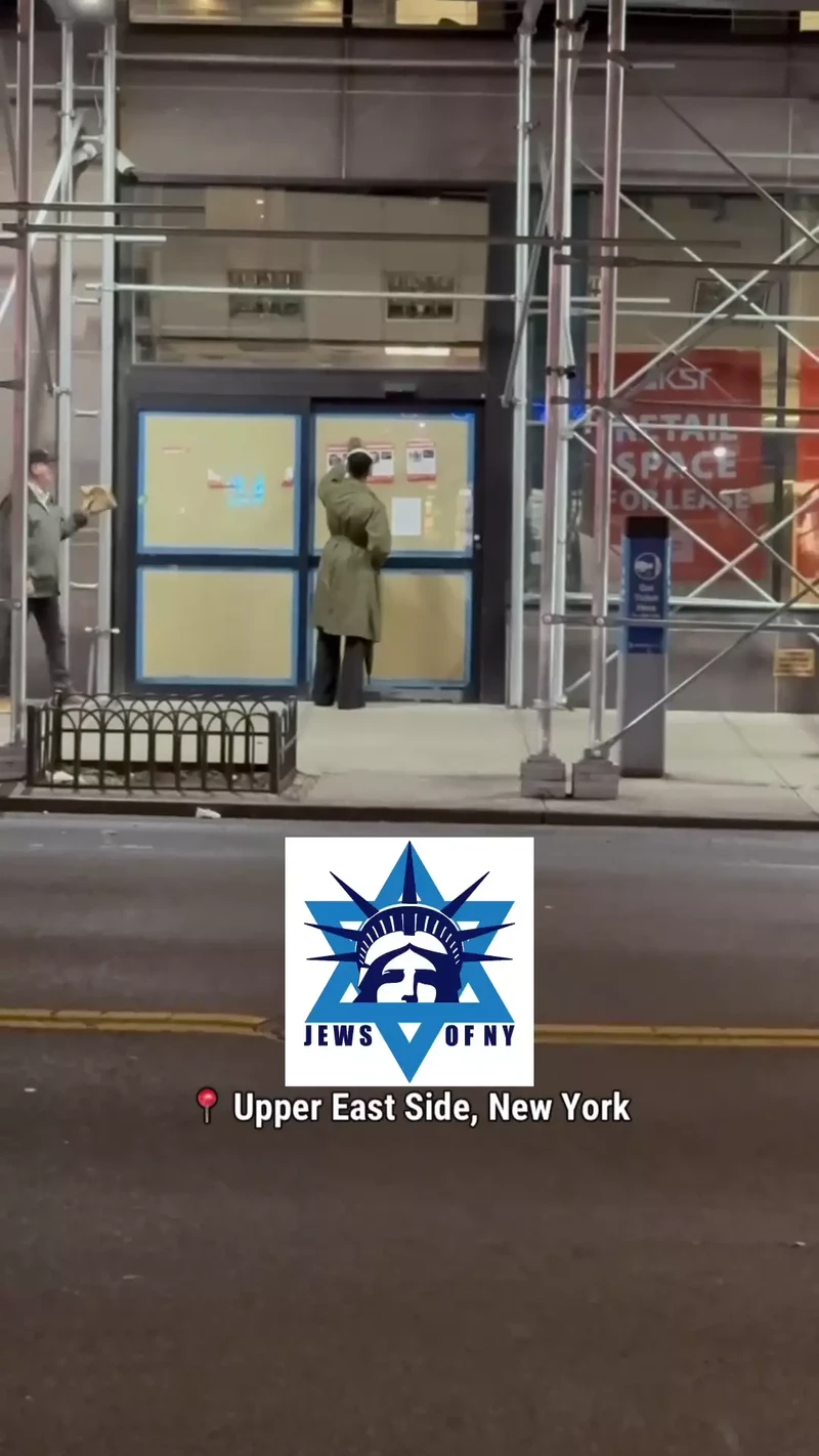 Makan Ceesay Rips Down Posters of Israeli Civilians Kidnapped by Hamas New York City Instagram_#16