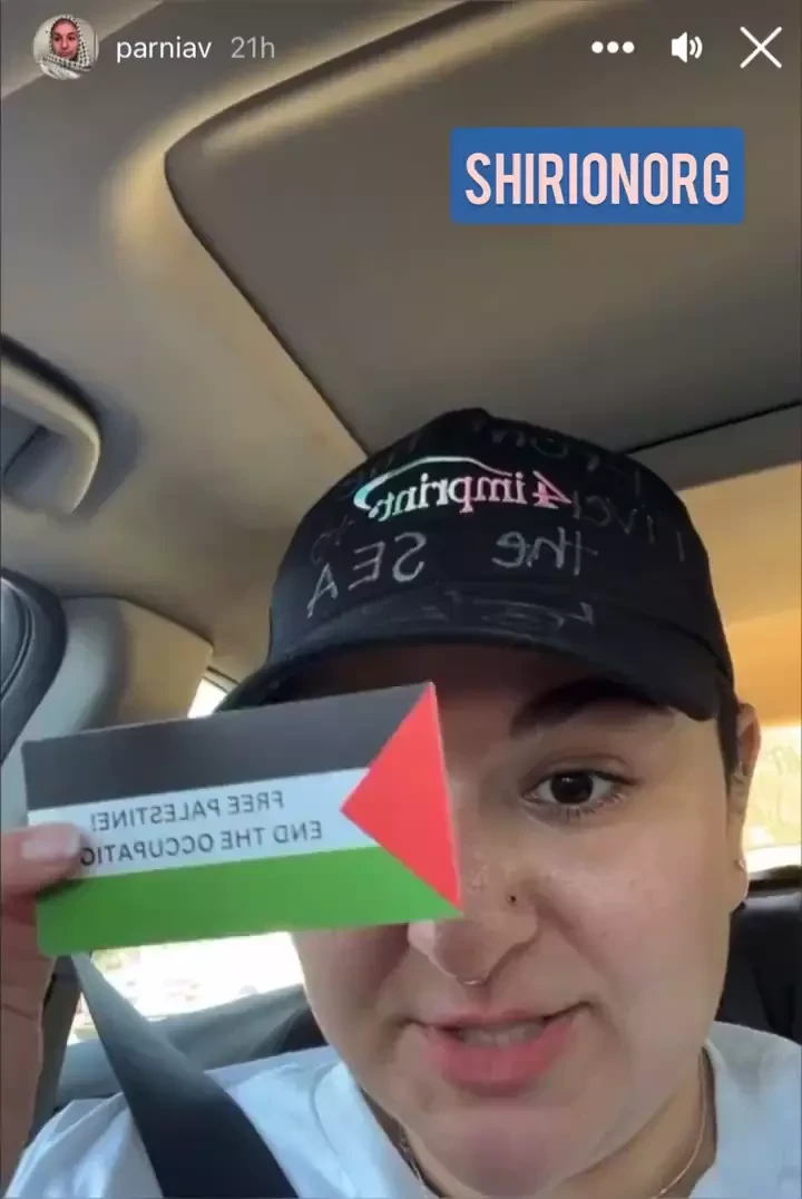 Parnia Vafaei Recounts Vandalizing Posters of Israeli Civilians Kidnapped by Hamas San Diego California Twitter_#21