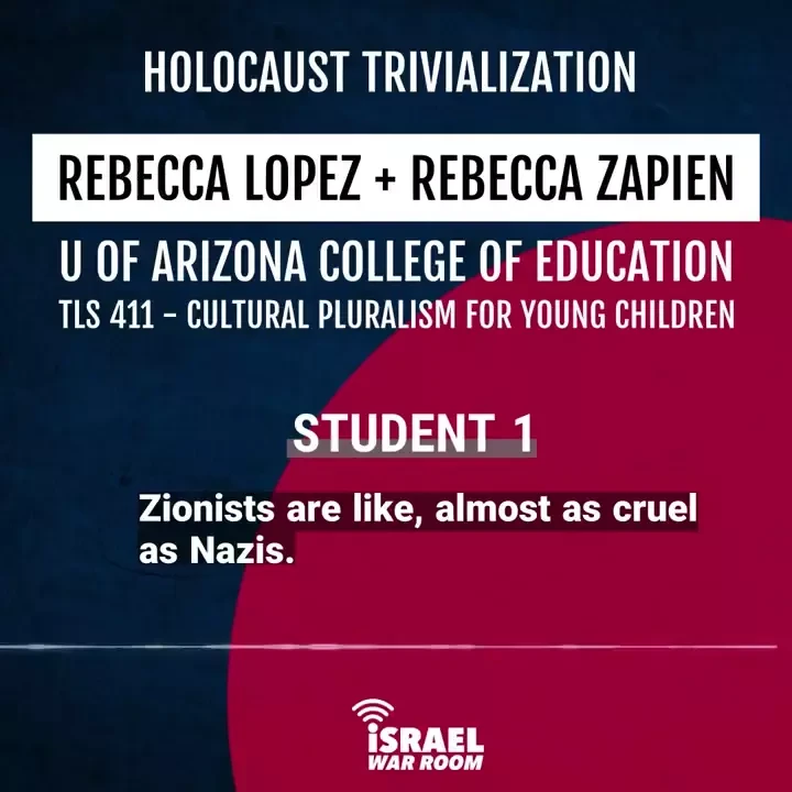 Rebecca Lopez and Rebecca Zapien Teach Education Class on Israel Hamas War Video 6 University of Arizona Twitter_#25