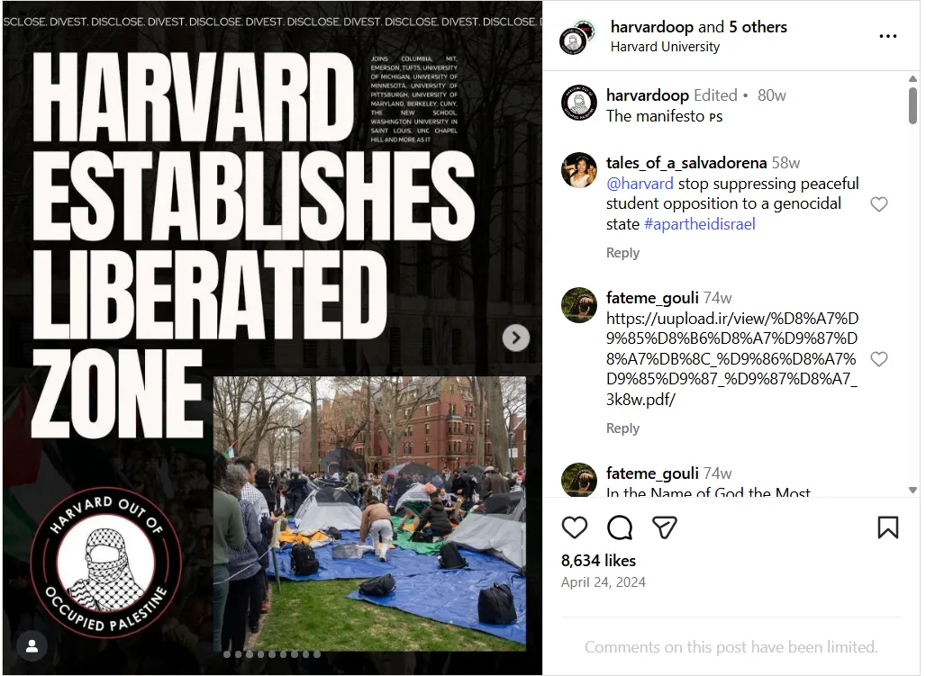 Pro-Hamas Harvard Encampment - Cases for April 24-30, 2024