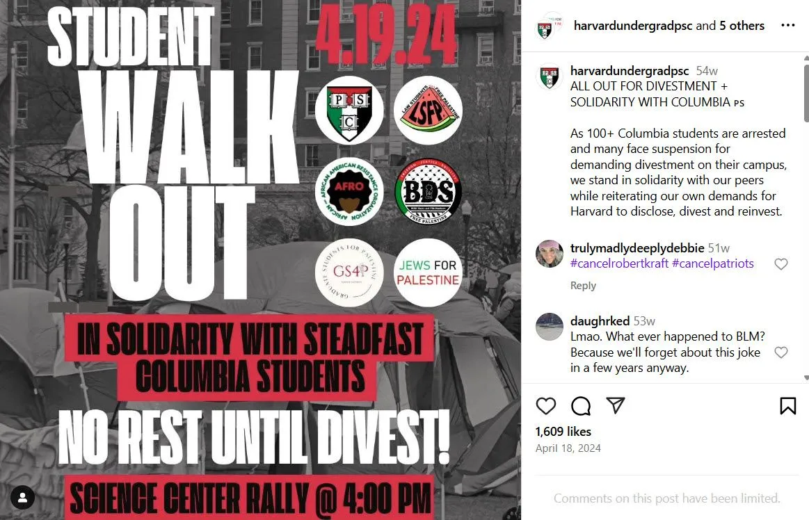 Student Walkout in Solidarity with Steadfast Columbia Students - 4/19/2024