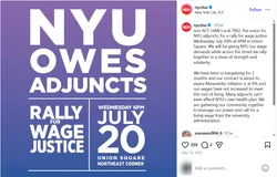 NYU Owes Adjuncts Rally for Wage Justice: July 20, 2022